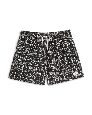 Black Wild Glyph Swim Trunk