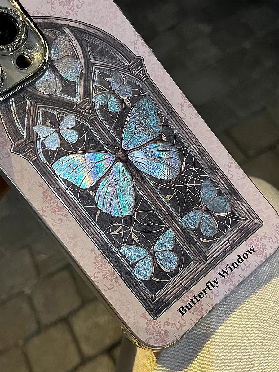 Butterfly Flower Window Mirror Phone Case