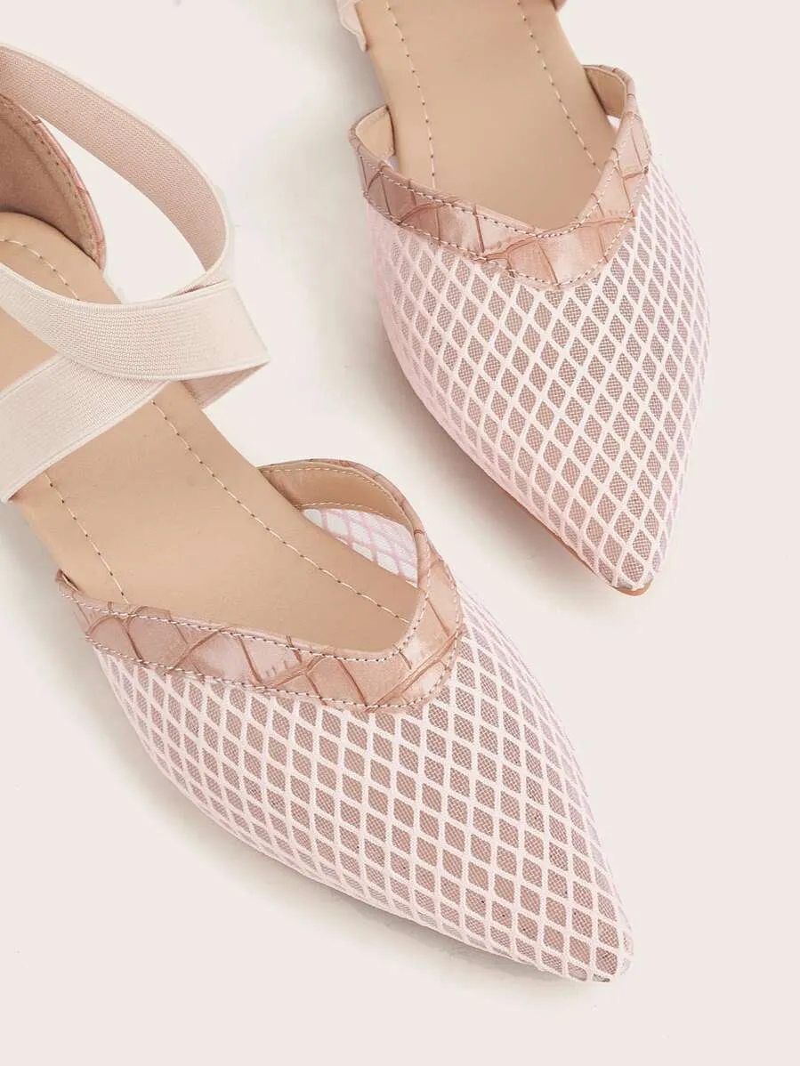 Croc Embossed Mesh Ballet Flats