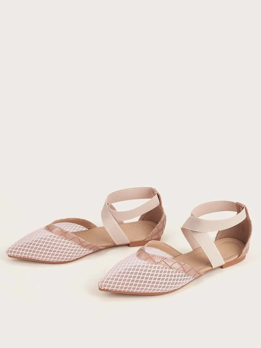 Croc Embossed Mesh Ballet Flats