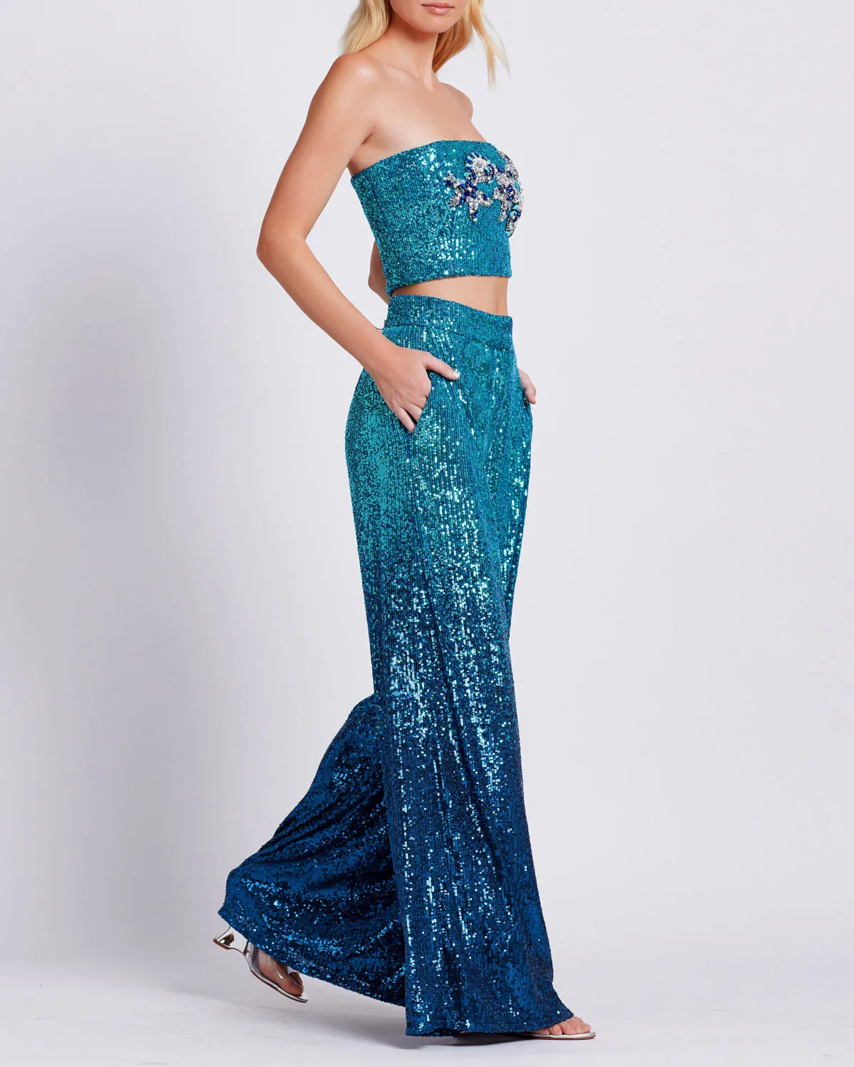 EMBROIDERED OMBRE SEQUIN TOP