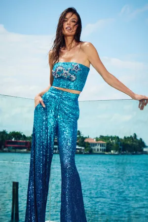 EMBROIDERED OMBRE SEQUIN TOP