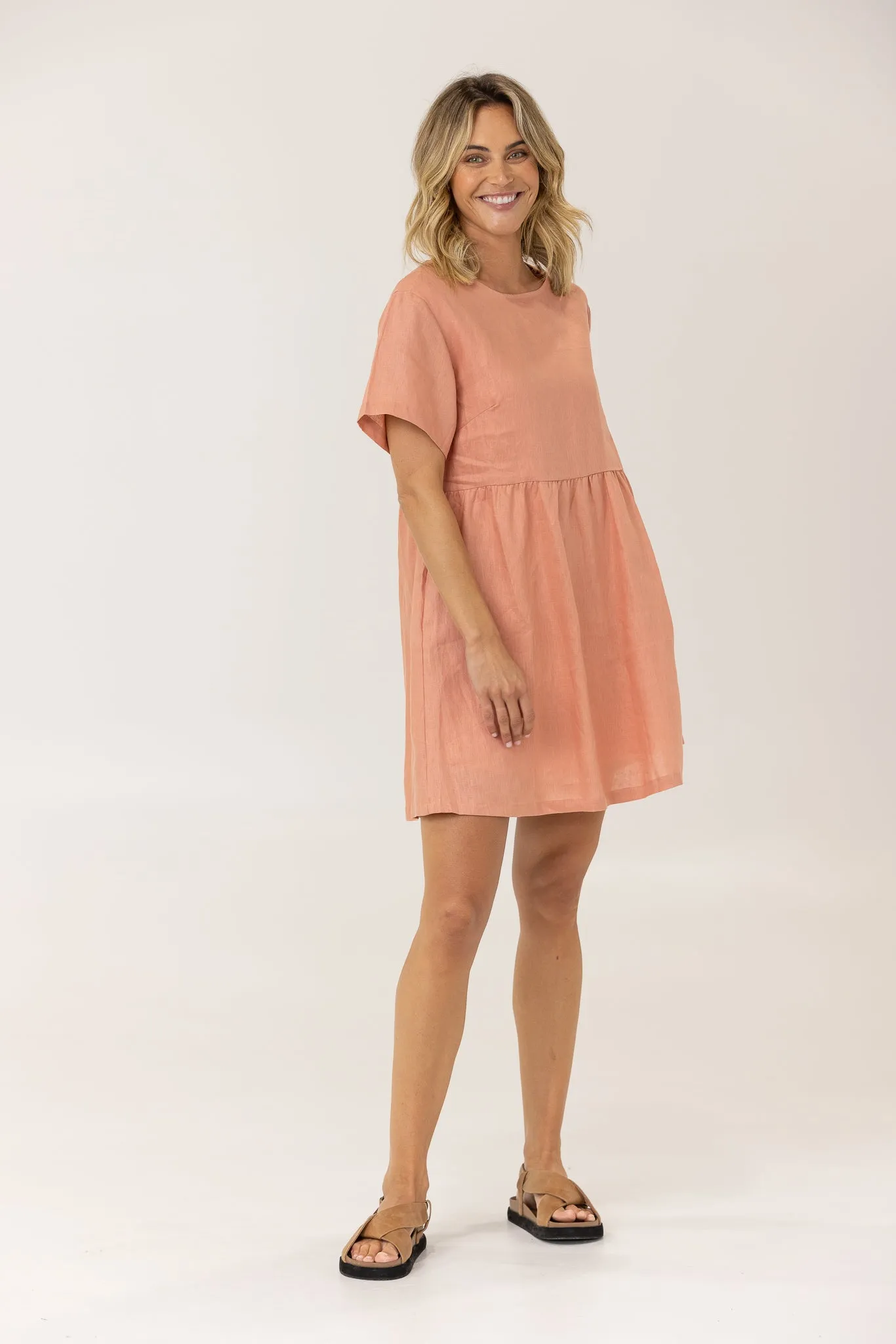 HARLEY LINEN TEE DRESS - TERRACOTTA