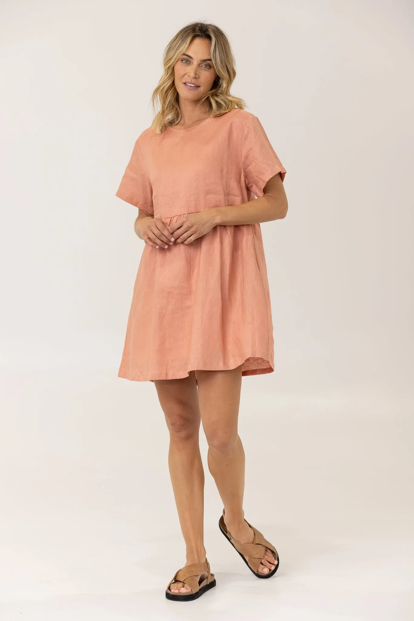 HARLEY LINEN TEE DRESS - TERRACOTTA