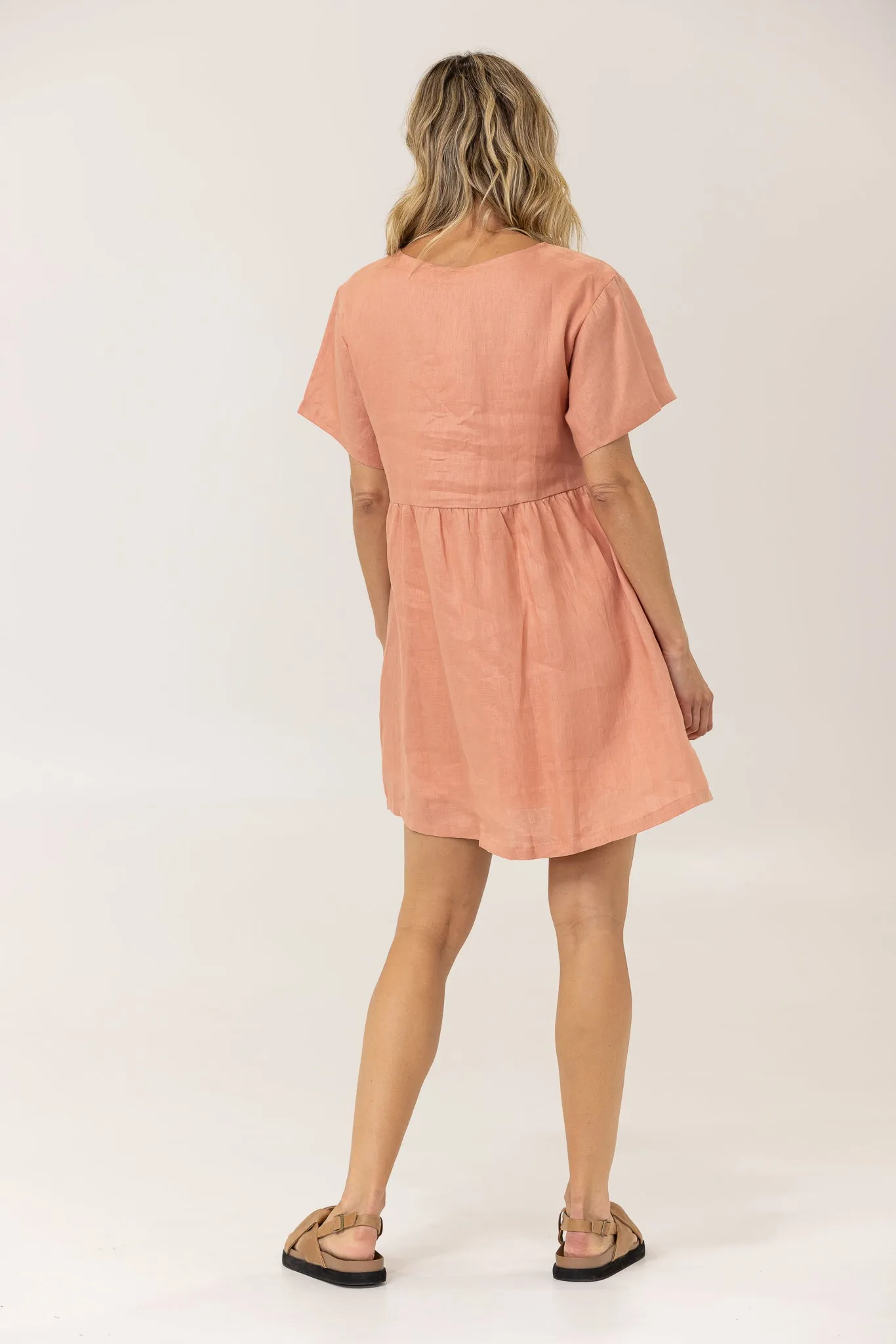 HARLEY LINEN TEE DRESS - TERRACOTTA