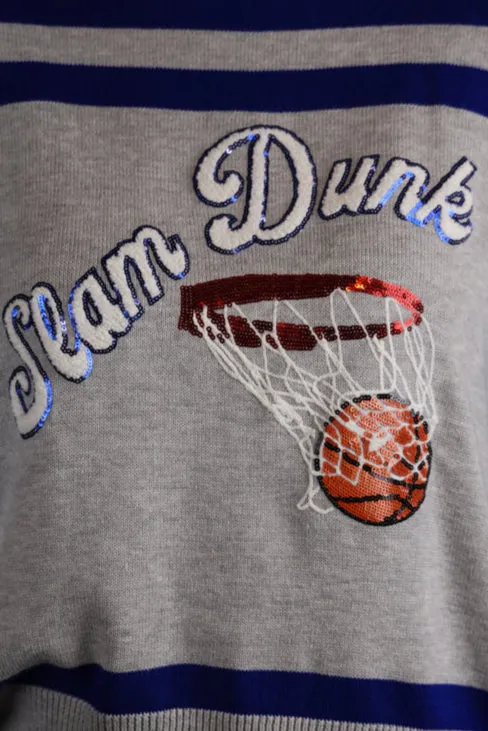 Queen Of Sparkles Grey/Blue Slam Dunk Sweater