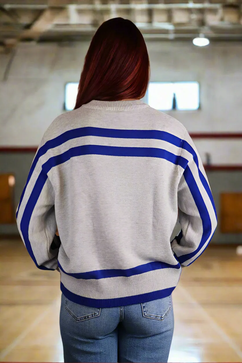 Queen Of Sparkles Grey/Blue Slam Dunk Sweater