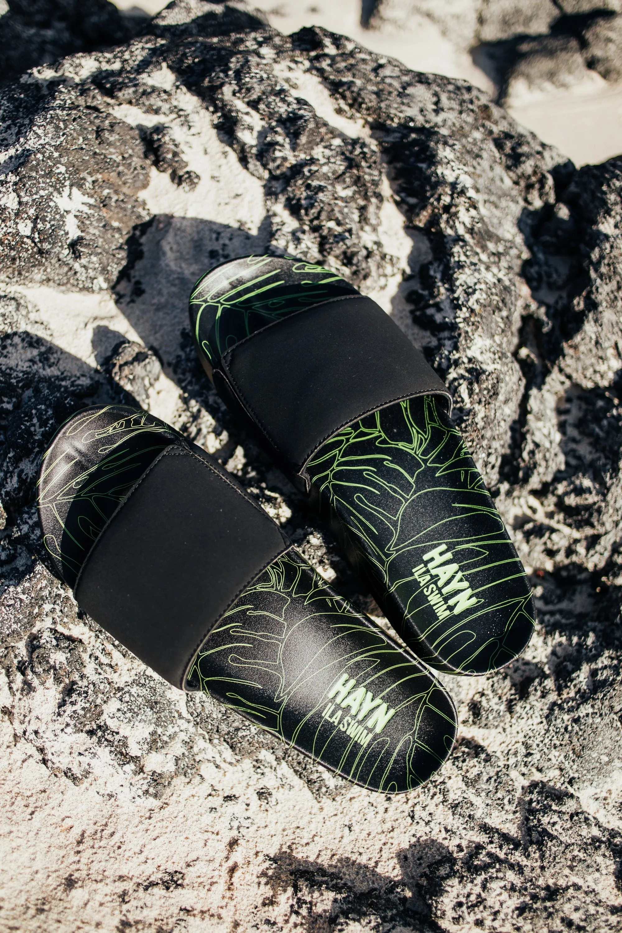 Sig on Smith x HAYN x ILA Swim Slides - Black/Neon Green