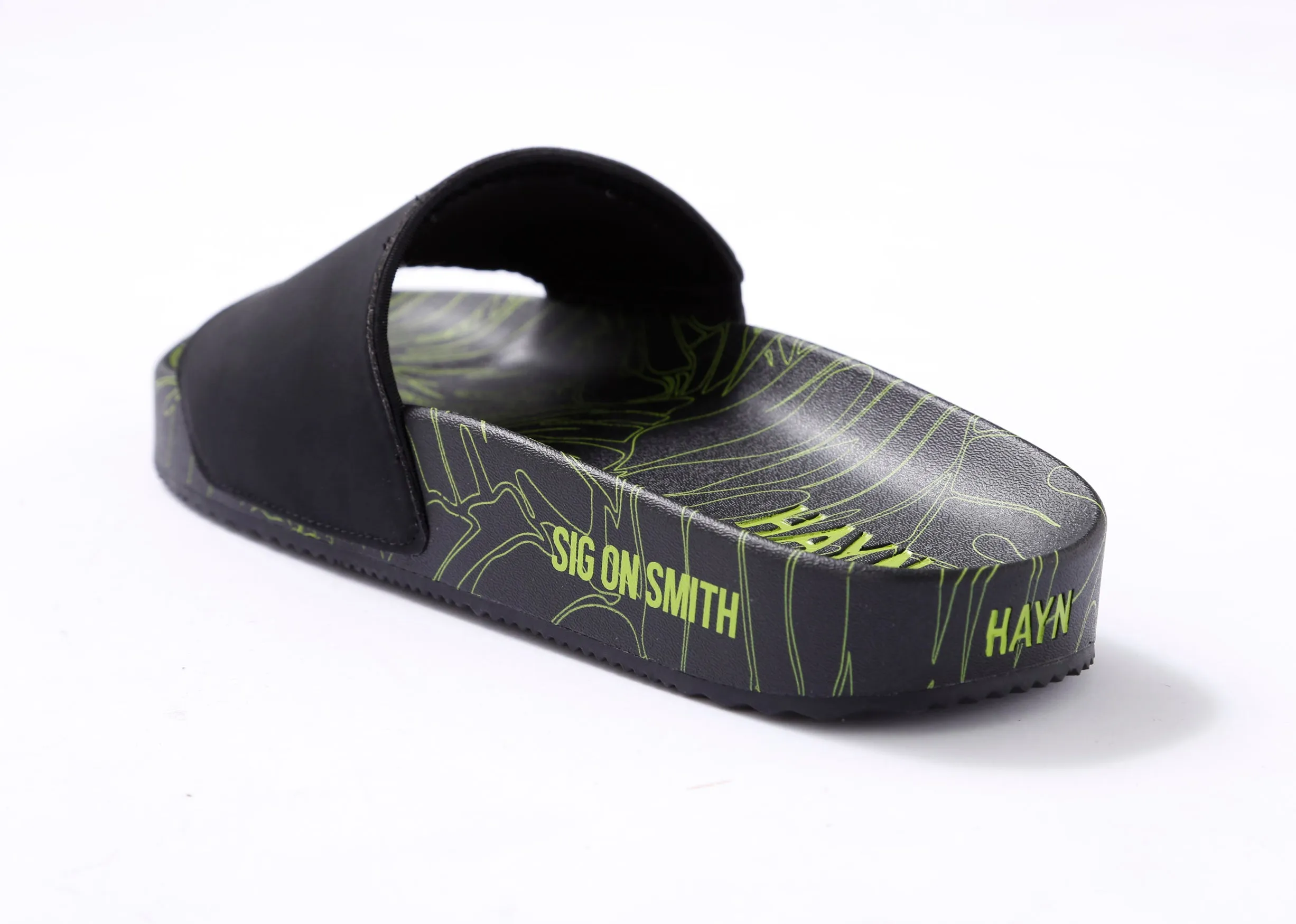Sig on Smith x HAYN x ILA Swim Slides - Black/Neon Green