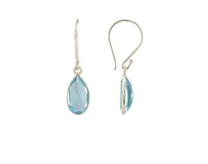 Small Swiss Blue Quartz Teardrop Earring