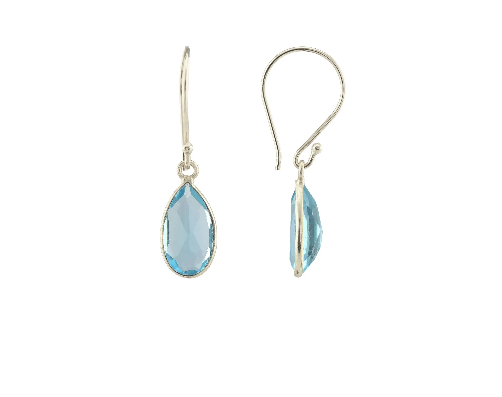 Small Swiss Blue Quartz Teardrop Earring