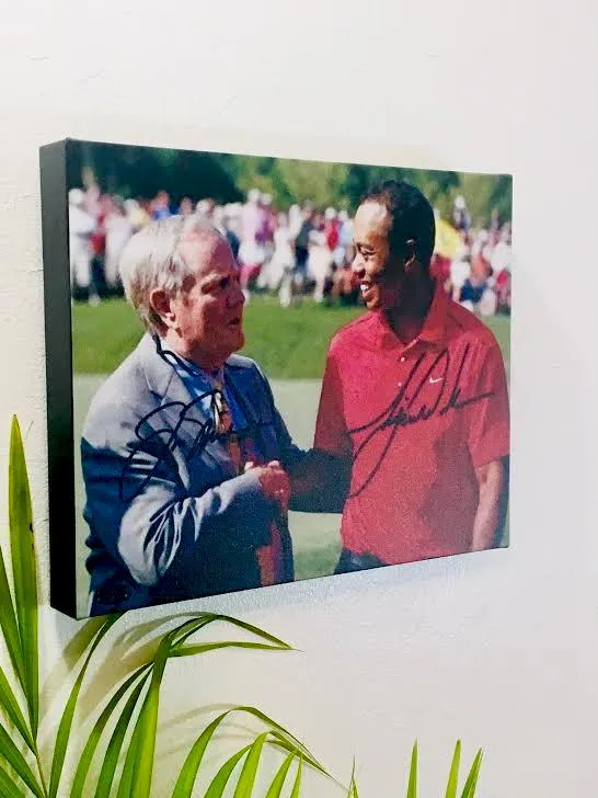 Tiger Woods & Jack Nicklaus Facsimile Autograph 11x14 Canvas Print Wall Art